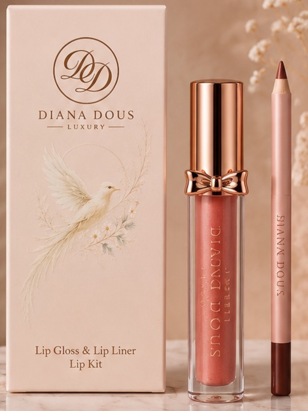 Hydrating, moisturizing,Dou lipstick Lip Gloss & Lip Liner — Dusty Rose A21